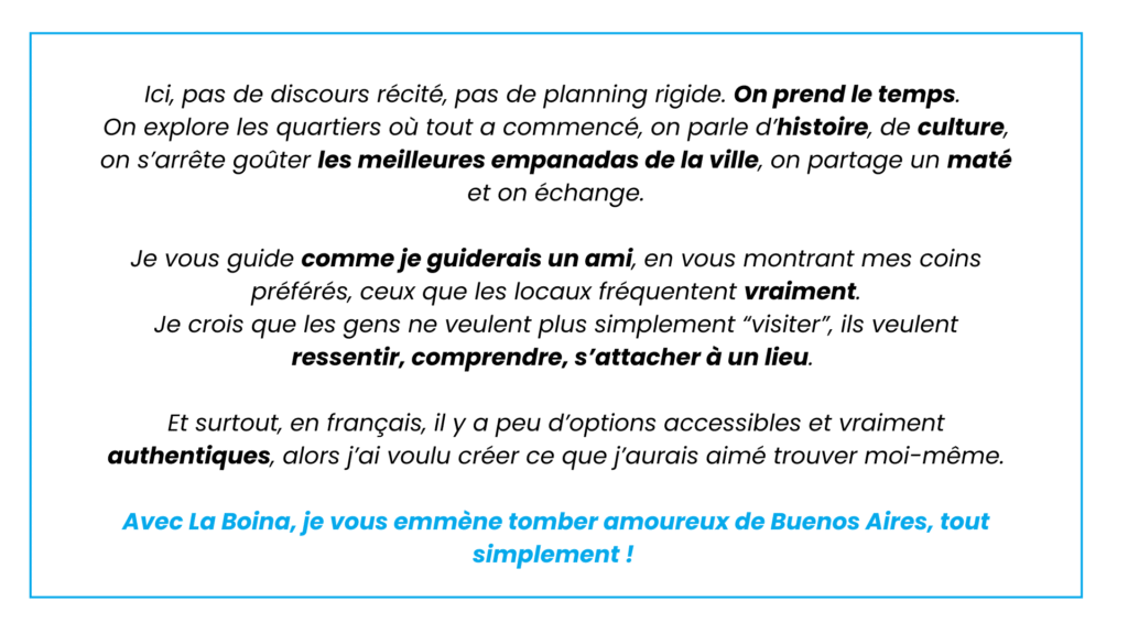 Texte descriptif des valeurs de La Boina